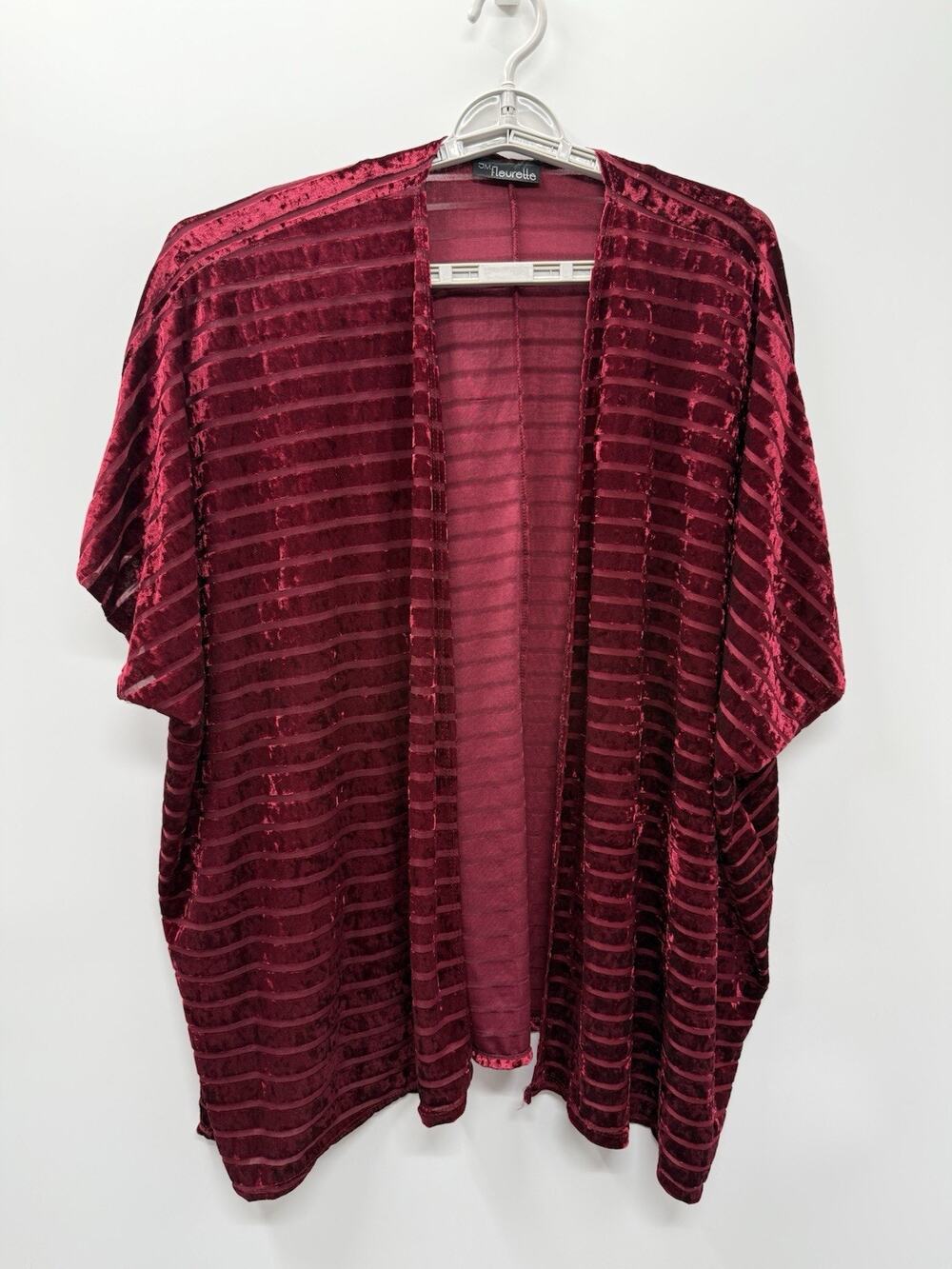 JM Fleurette Burgundy Velvet Burnout Kimono Boho Whimsigoth Dark Romantic M